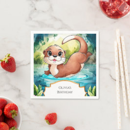 Guardanapo De Papel Lago Simples Otter Birthday