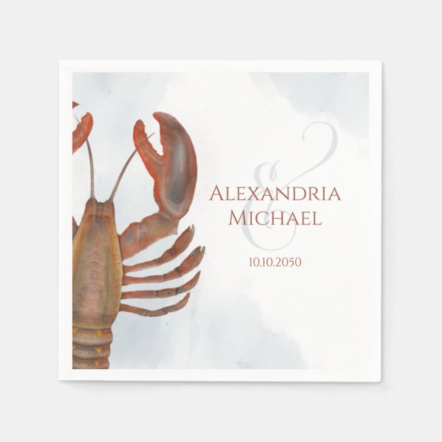 Guardanapo De Papel Lagosta moderna e elegante de marisco sofisticado (Frente)