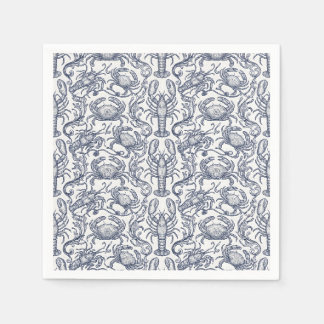 Guardanapo De Papel Lagosta Toile Azul Marinho - Cruzada Avó Costeira