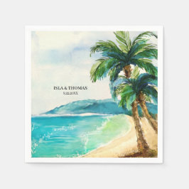 Guardanapo De Papel Laguna de praia tropical | Palm Tree Paradise Wedd