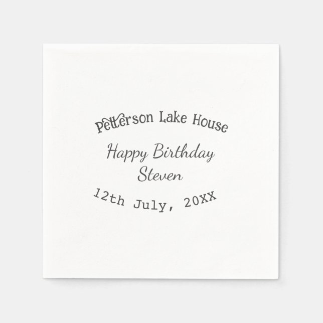 Guardanapo De Papel Lake house beach happy birthday add name date year (Frente)