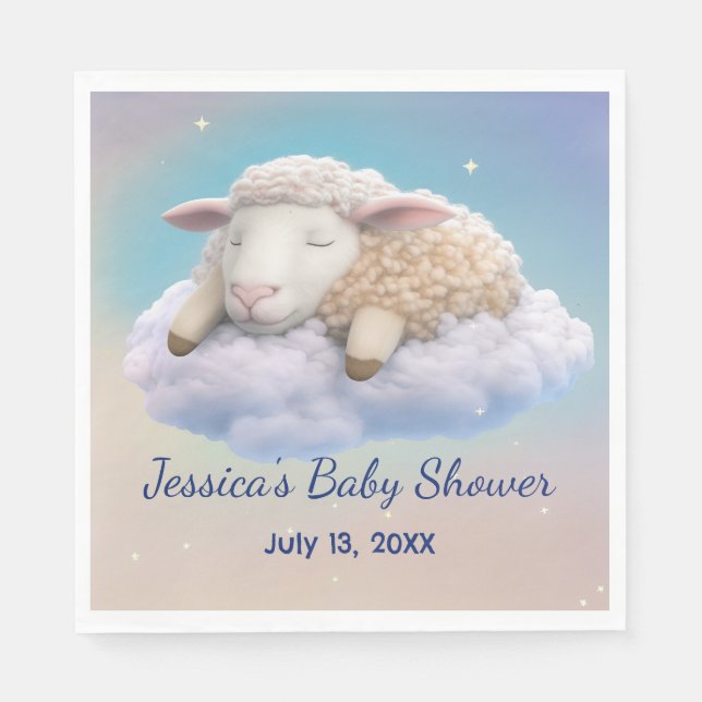 Guardanapo De Papel Lamb No Chá de fraldas Das Nuvens (Frente)