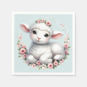 Guardanapo De Papel Lâmpada Bonita com Ilustração Coroa Floral