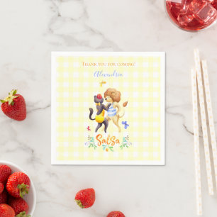 Guardanapo De Papel Lâmpadas de Madeira Cuja Dança Salsa Yellow Gingha