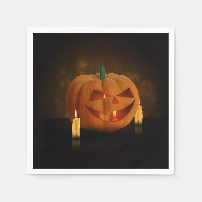 Guardanapo De Papel Lanterna de Abóbora Halloween com Velas (Frente)