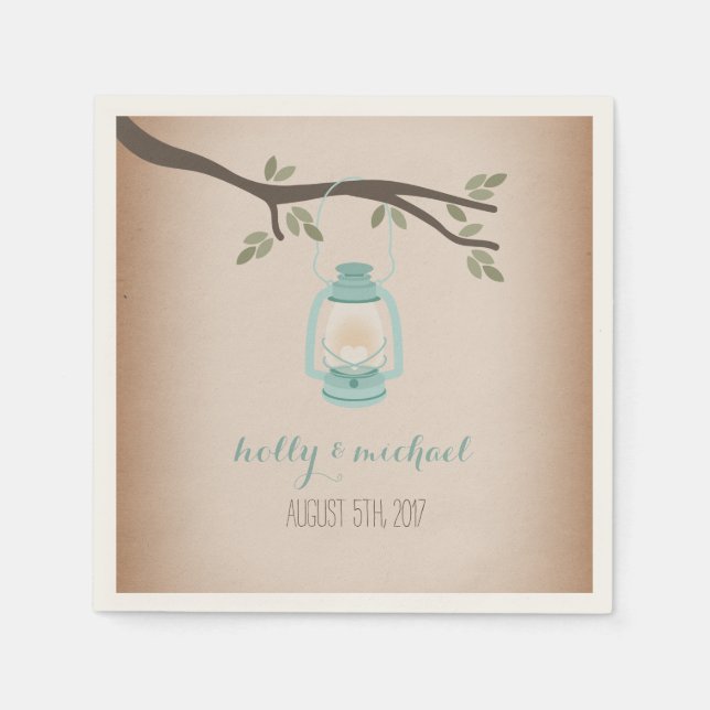 Guardanapo De Papel Lanterna de acampamento azul claro inspirado no es (Frente)