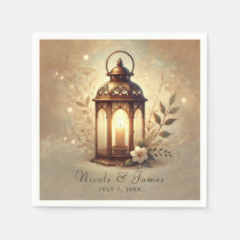Guardanapo De Papel Lanterna de Bronze Brilhante Casamento Rústico Rom