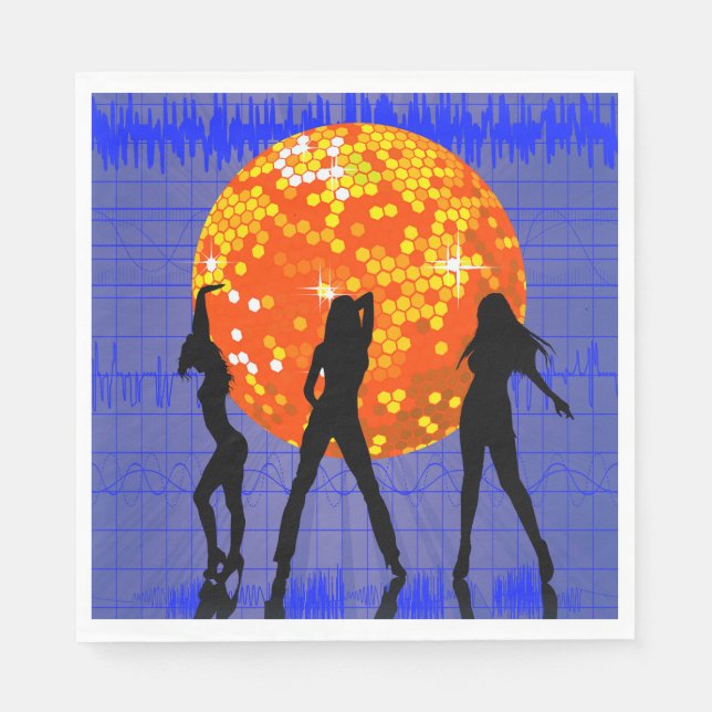 Guardanapo De Papel Laranja Disco Ball (Frente)