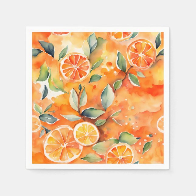 Guardanapo De Papel Laranja Fatias de Água Fresca Citrus Design (Frente)