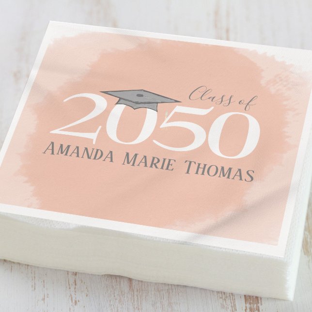 Guardanapo De Papel Laranja Mínimo de Quadro de Graduação Moderno (Criador carregado)