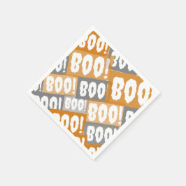 Guardanapo De Papel Laranja moderno e Cinza Boo Padrão Halloween
