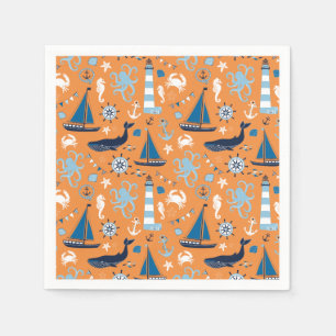 Guardanapo De Papel Laranja náutica do oceano