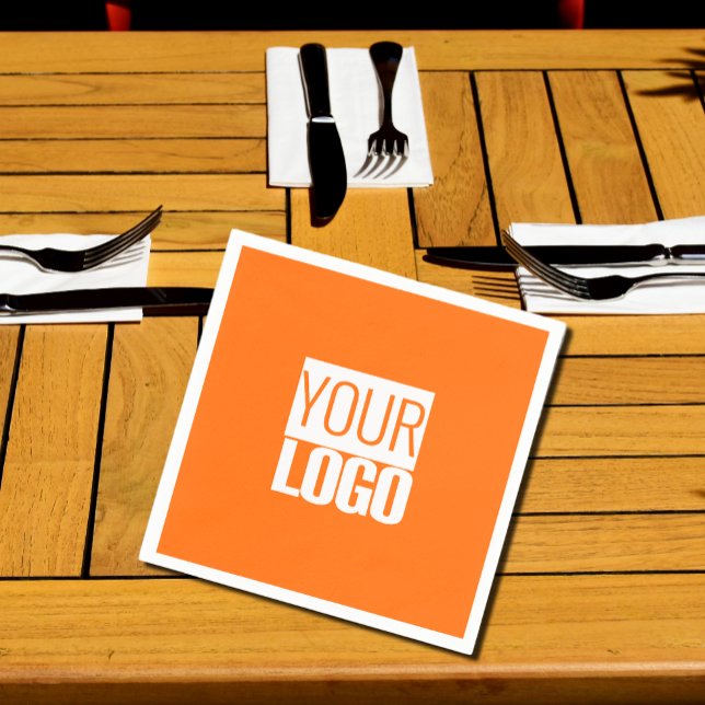 Guardanapo De Papel Laranja neon - adicione seu logotipo (Criador carregado)