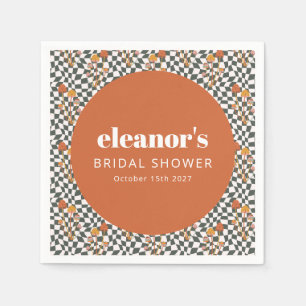 Guardanapo De Papel Laranja retrô xadrez cogumelo noivado Banho