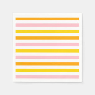 Guardanapo De Papel Laranja, Rosa e Amarelo Stripado