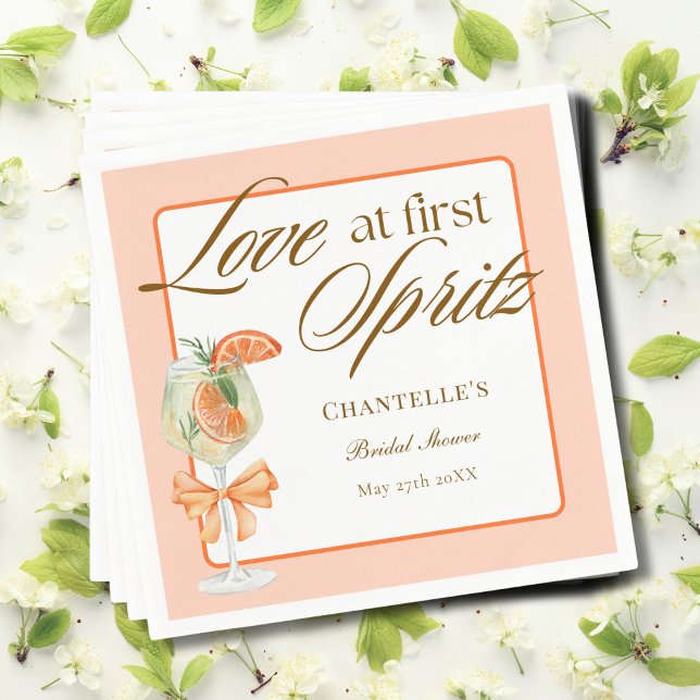 Guardanapo De Papel Laranja Simple Love At First Spritz Chá de Noiva (Criador carregado)
