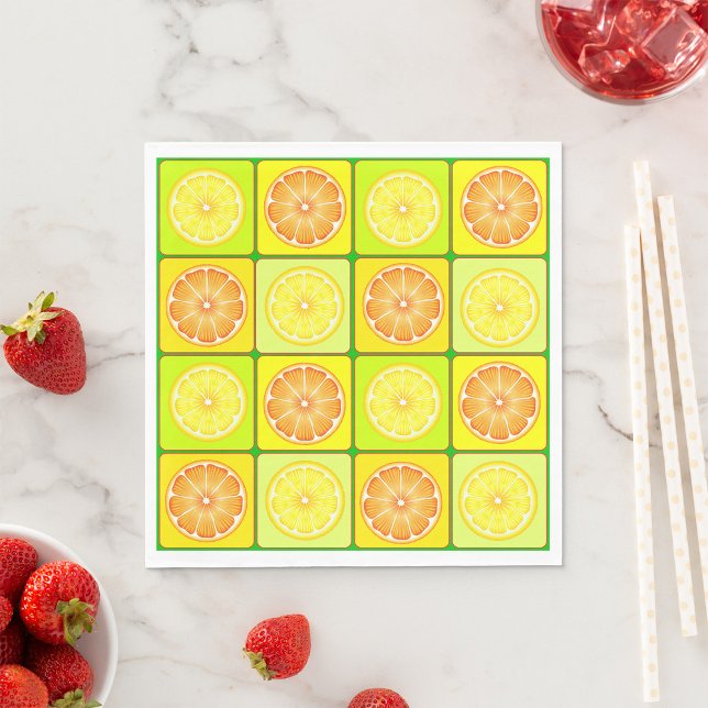 Guardanapo De Papel Laranjas e Limões de Arte Pop Frutas Cítricas (Criador carregado)