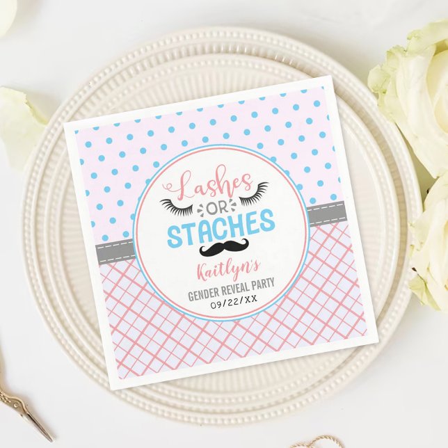 Guardanapo De Papel "Lashes Or Staches" Partido Moderno da Revelação d (Criador carregado)