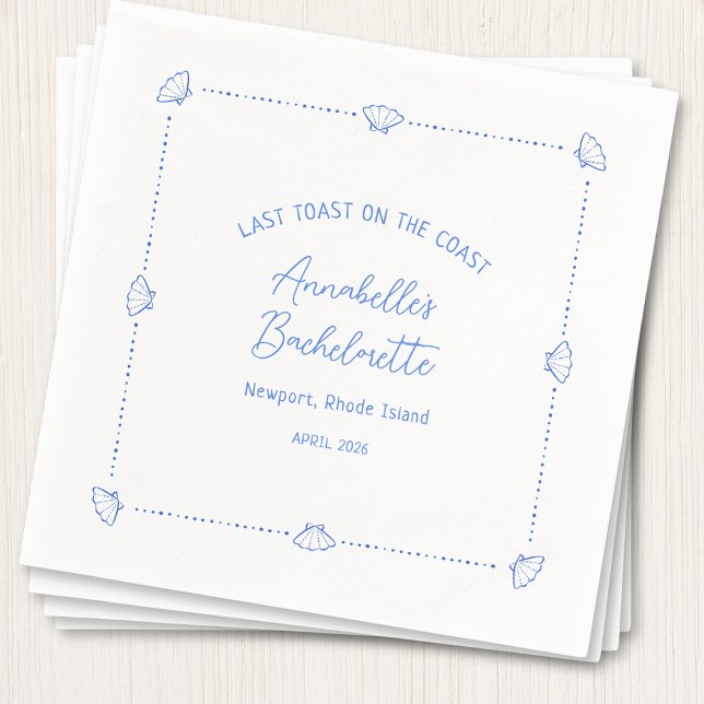 Guardanapo De Papel Last Toast on the Coast Bachelorette Party Blue (Criador carregado)