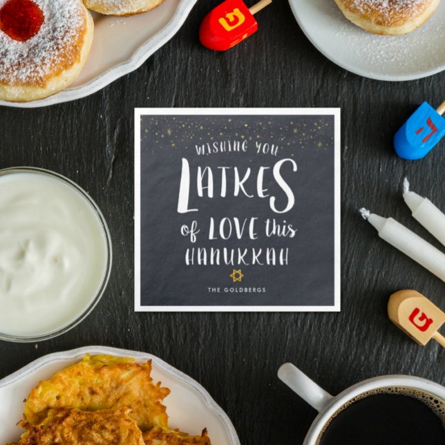 Guardanapo De Papel Latkes de Amor | Festa de Hanukkah (Criador carregado)