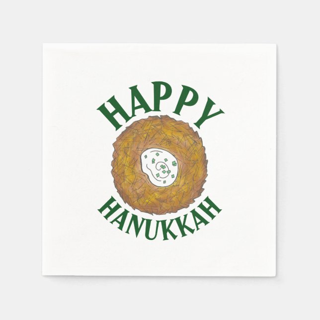 Guardanapo De Papel Latkes Feliz Hanukkah Chanukah Feriados Judeus (Frente)