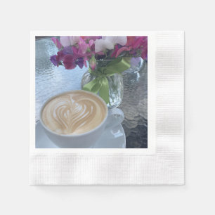 Guardanapo De Papel Latte e Flores de Ervilha Doce