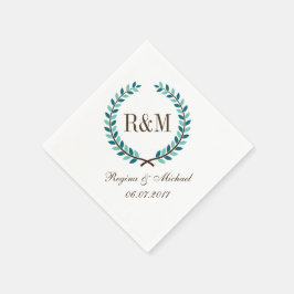 Guardanapo De Papel Laurel Wreath Monogramas Casamento Napkin Azul Bra