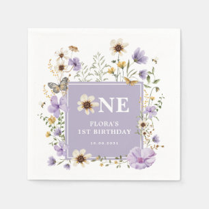 Guardanapo De Papel Lavanda Boho Wildflower Girl primeiro aniversario