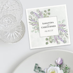 Guardanapo De Papel Lavanda de Aquarela e Casamento Elegante Eucalyptu