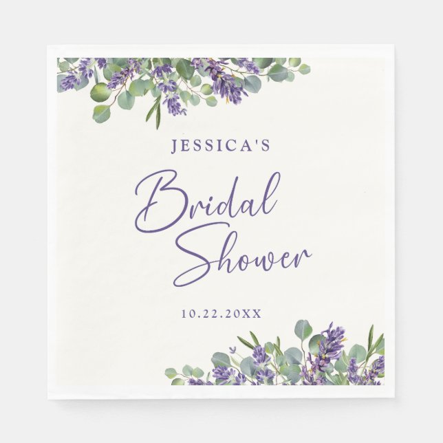 Guardanapo De Papel Lavanda de Aquarela Floral e Eucalyptus (Frente)