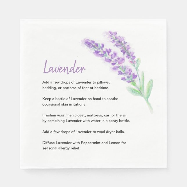 Guardanapo De Papel Lavanda de Texto Personalizado Óleos Essenciais de (Frente)