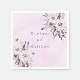Guardanapo De Papel Lavanda de Wisteria White Rose Rosas Casamento