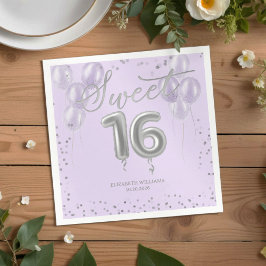 Guardanapo De Papel Lavanda do Partido Silver Foil Sweet 16 Bday Ballo