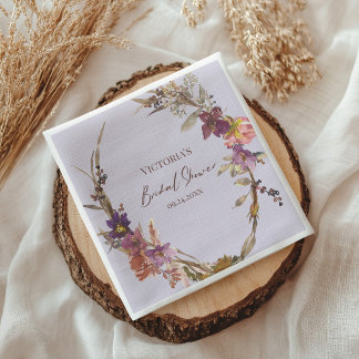 Guardanapo De Papel Lavanda Flor de Campo Aquarela Chá de Noiva