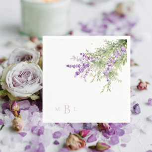 Guardanapo De Papel Lavanda Floral Monograma Cocktail