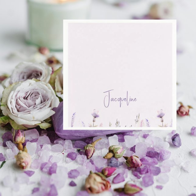 Guardanapo De Papel Lavanda Floral Personalizado Chá (Criador carregado)