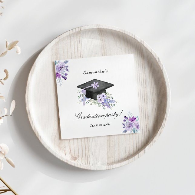 Guardanapo De Papel Lavanda Roxa Floral Graduação (Criador carregado)