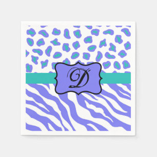 Guardanapo De Papel Lavanda Zebra Branca Leopardo Monograma inicial