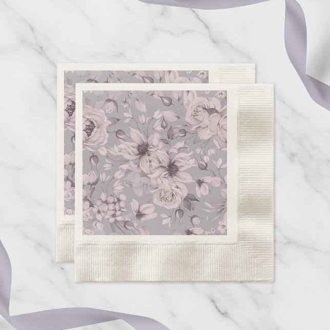 Guardanapo De Papel Lavender Grey Floral Watercolor (Criador carregado)