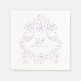 Guardanapo De Papel Lavender Victorian Crest Monogram Wedding