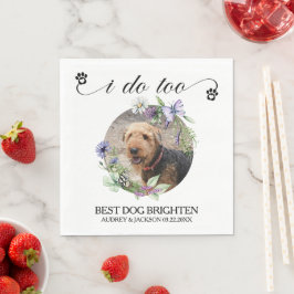 Guardanapo De Papel Lavender Wildflowers Frame Dog Photo Wedding