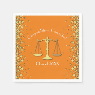 Guardanapo De Papel Lawyer Graduation Orange Dourado