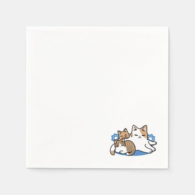 Guardanapo De Papel Lazer - Design de Gatos Preguiçosos (Frente)