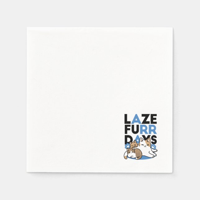 Guardanapo De Papel Lazer - Design de Gatos Preguiçosos (Frente)