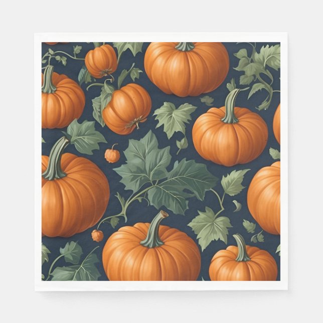 Guardanapo De Papel Leafy Pumpkin Patch (Frente)