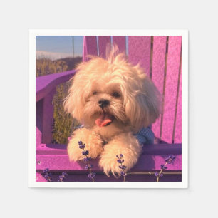 Guardanapo De Papel Leal, fofa cachorrinha Shih Tzu, cachorro feliz se