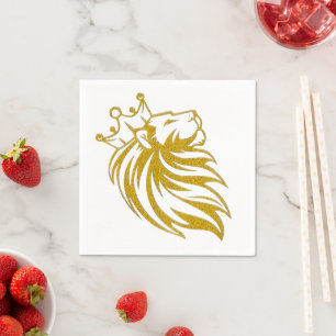 Guardanapo De Papel Leão com Coroa - Estilo Dourado 2