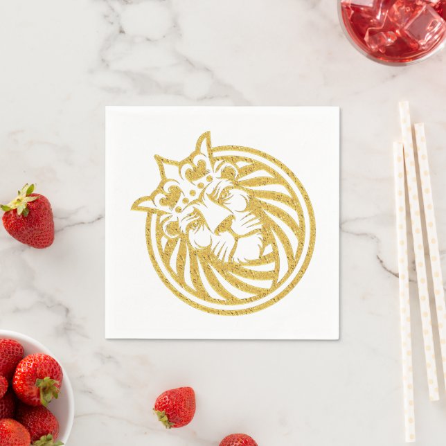 Guardanapo De Papel Leão com Coroa - Estilo Dourado 4 (Insitu)