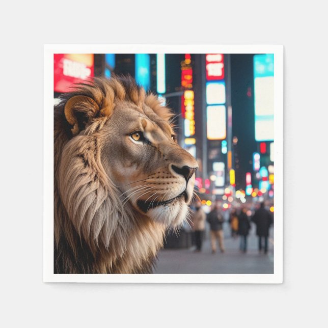 Guardanapo De Papel Leão na Times Square (Frente)