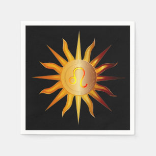 Guardanapo De Papel Leão Sol Signo Fogo Mês de Nascimento Vermelho & D